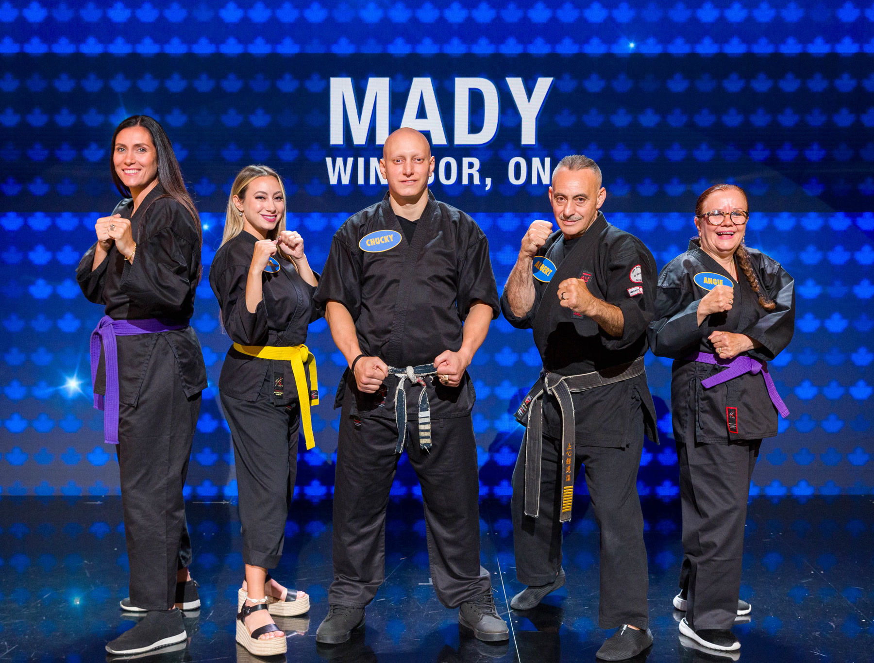 Kelly, Nicole, Chucky, Albert and Angie Mady representing Windsor on CBC’s Family Feud Canada in 2023